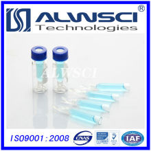 Flacon de 2 ml avec insert flacon de liquide HPLC flacon de verre tubulaire transparent